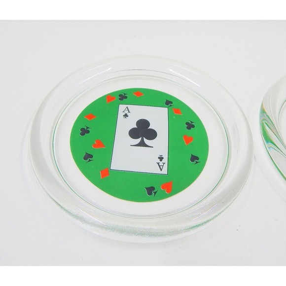 Playing Card Glass Coasters Suits Luminarc France Joker King Queen Ace Set of 4 - Picture 3 of 9